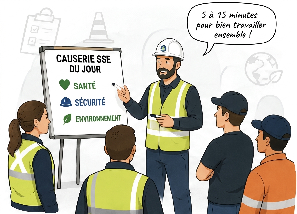 Animation d'une causerie sécurité sur chantier